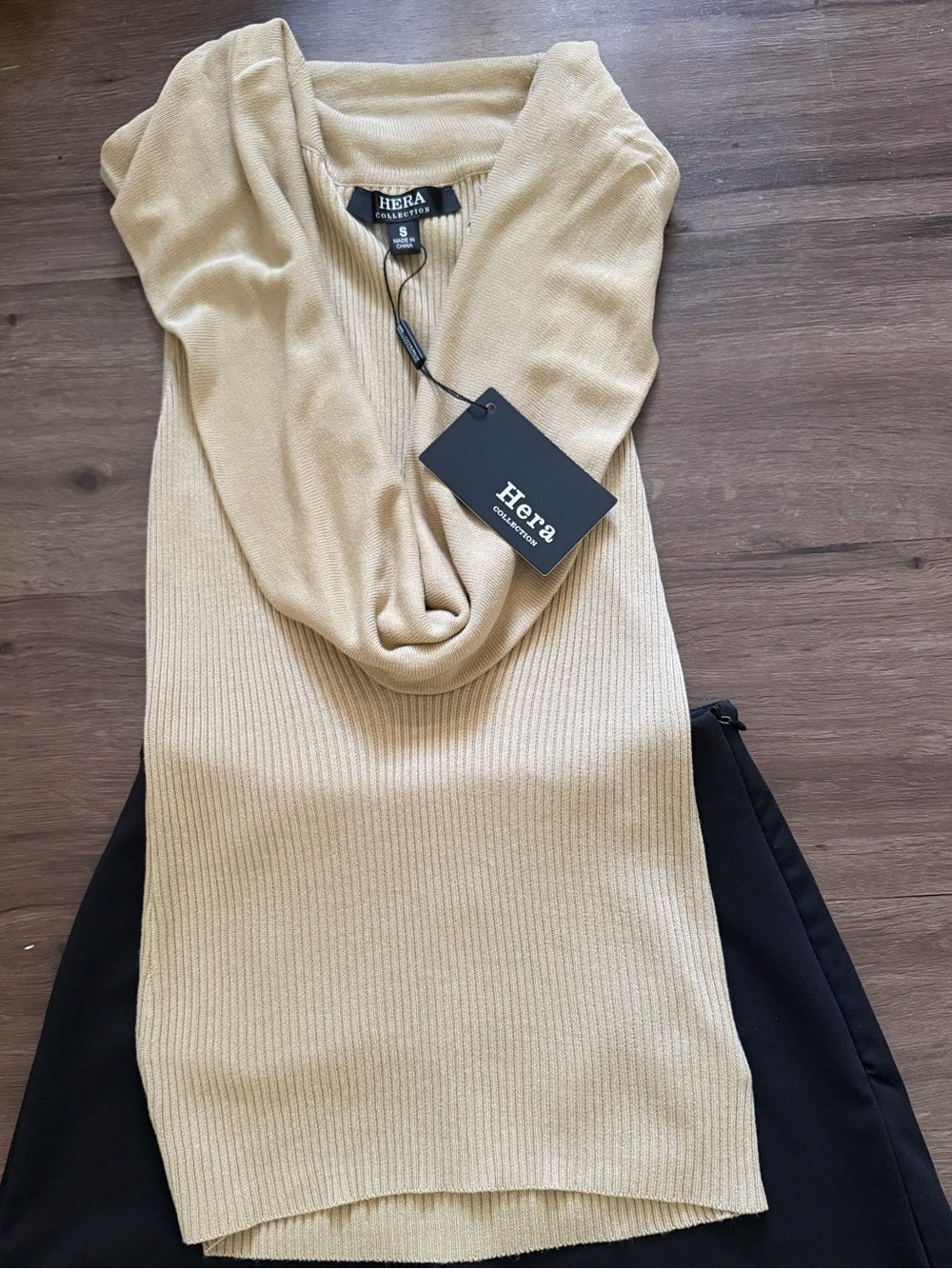 Hera Collection Sleeveless Cowl Neck Sweater Tank - Beige